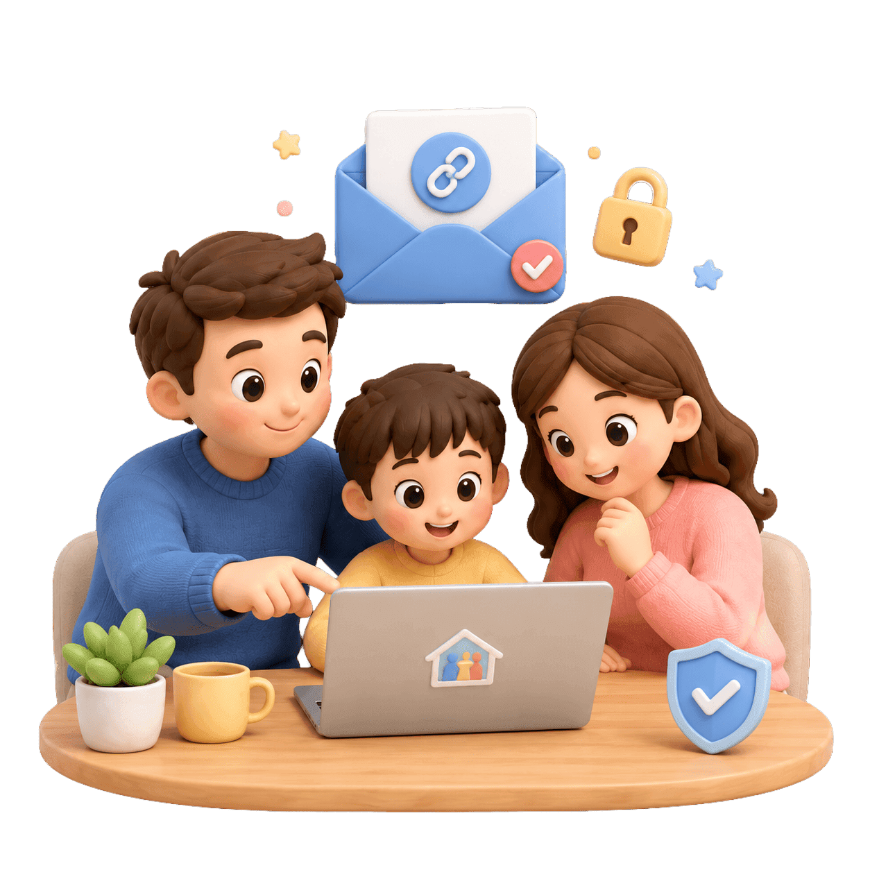 Happy family reading together