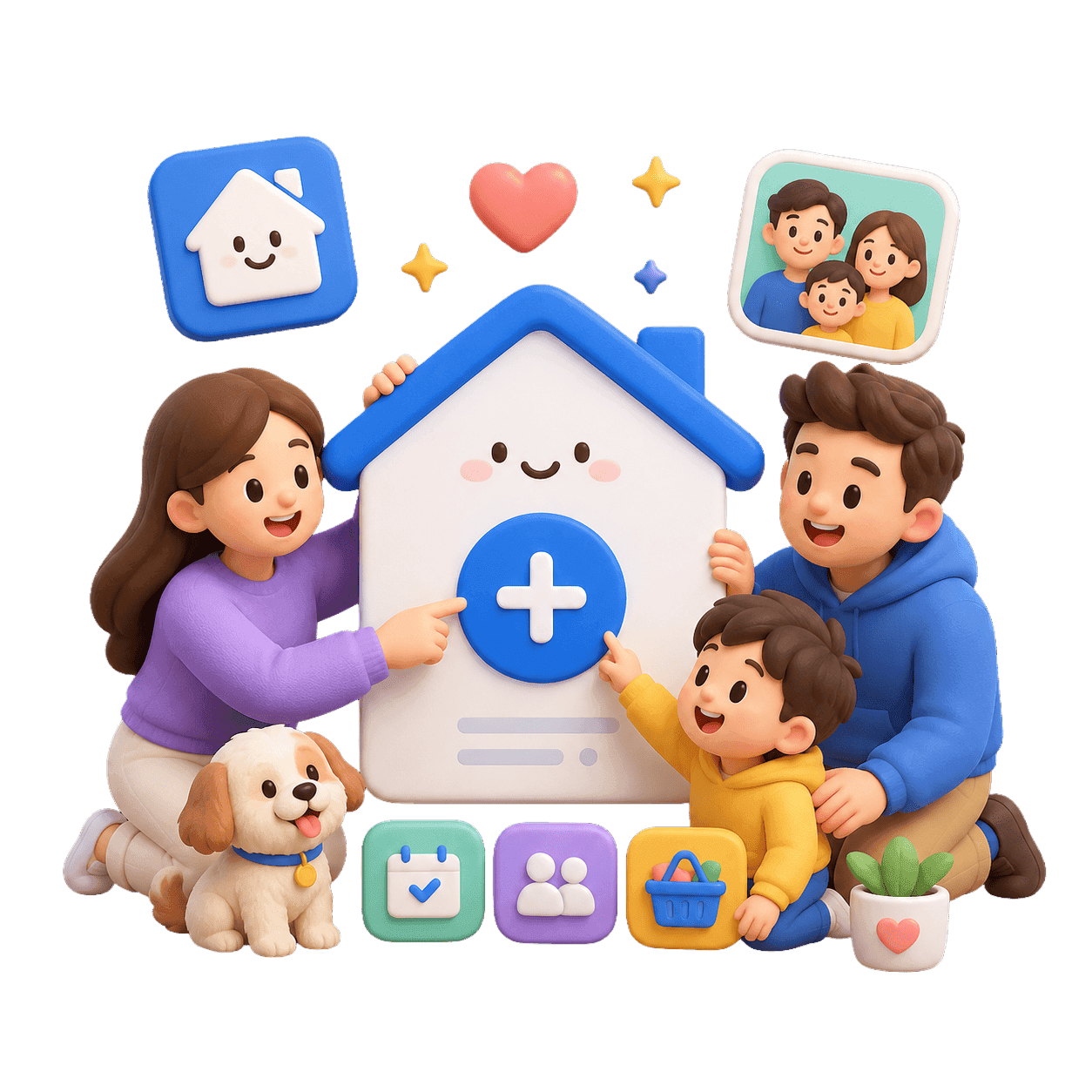 Happy family reading together